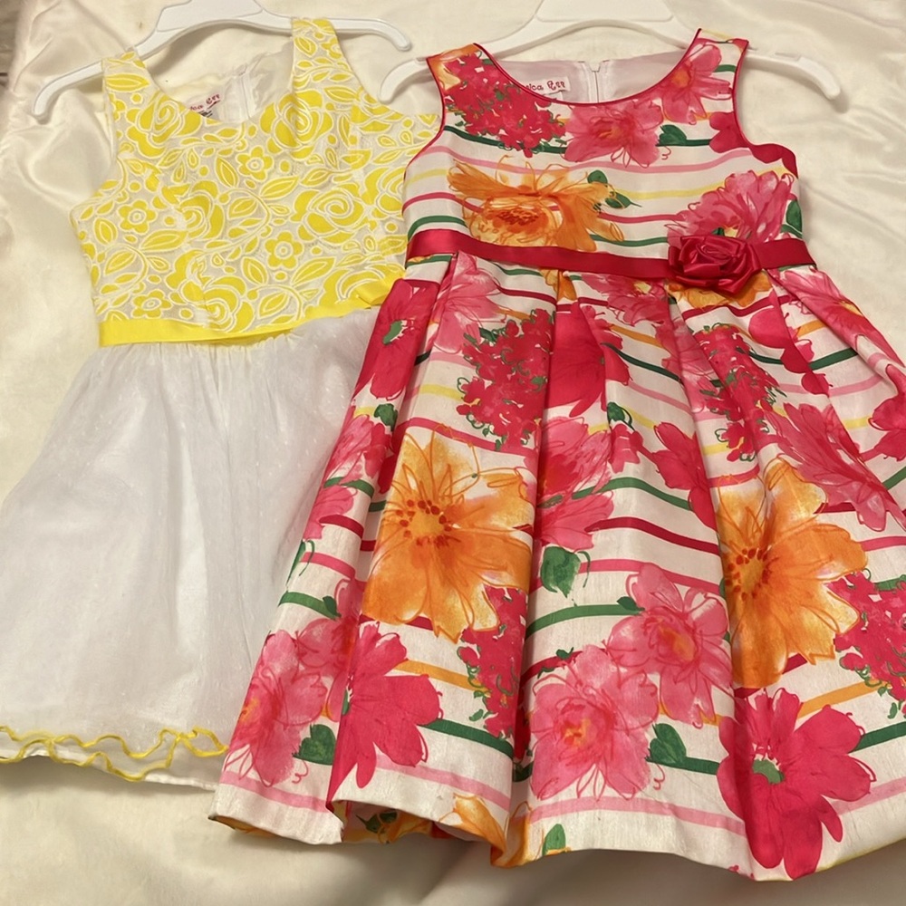 2 4 1 Jessica Ann 1 yellow/white and one pink floral sleeveless dress Size 5